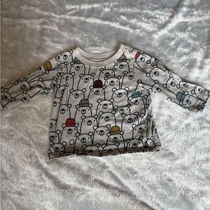 Garanimals Cream Long-Sleeve Bear Print Top with Multicolor Hats